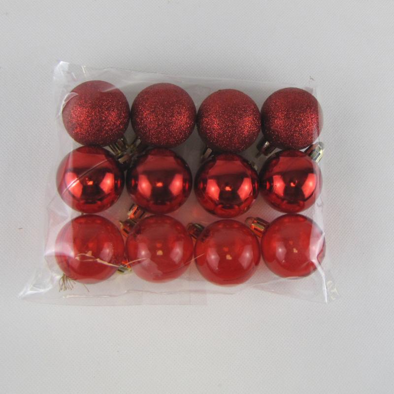Bombki plastikowe czerwone 4cm kpl. 12szt.