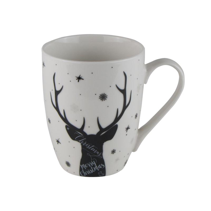 Kubek porcelanowy świąteczny renifer 350 ml jasna tonacja