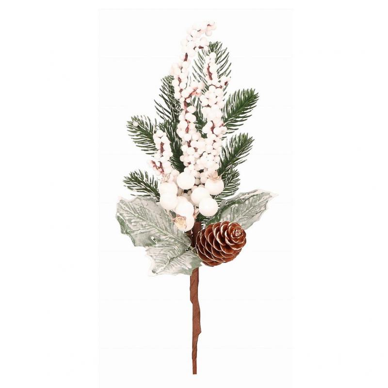 GAŁĄZKA BIAŁA Z SZYSZKĄ 33CM