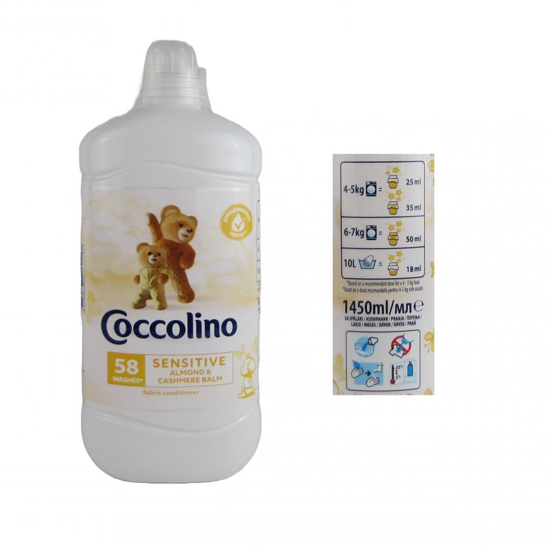 Coccolino płyn do płukania 1,45L (58 prań) <br>Sensitive Almondo & Cashmere Balm