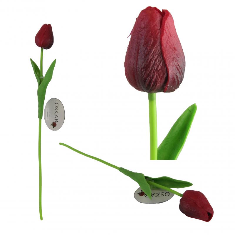 Tulipan gumowany 32cm bordowy