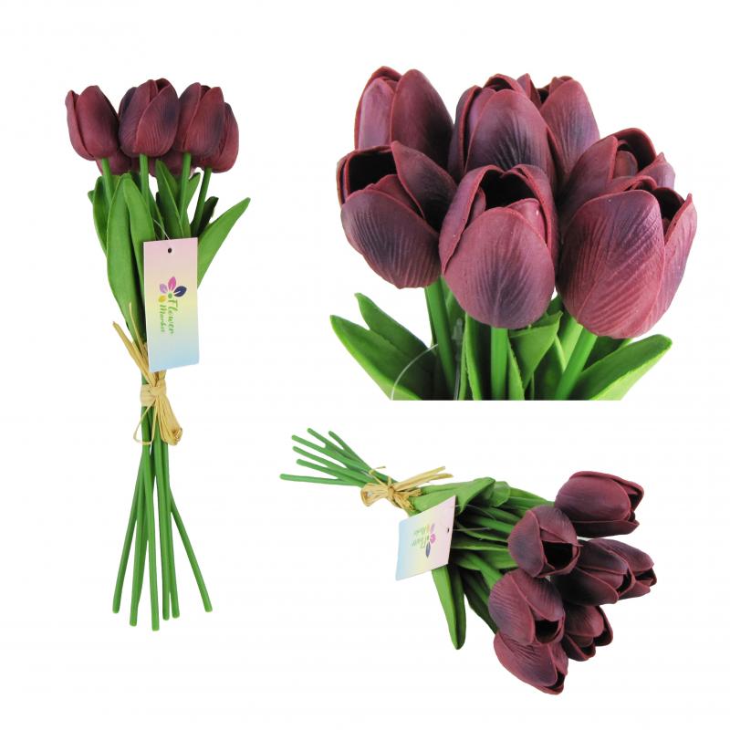 Bukiet tulipanów 7szt. 33cm kolor bordowy