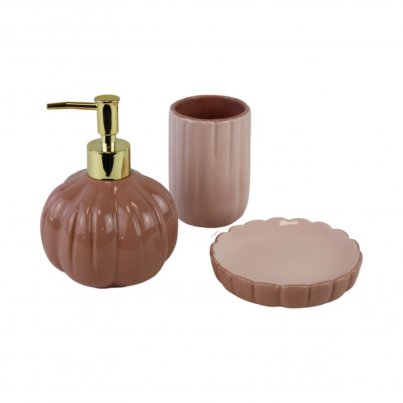 Zestaw łazienkowy ceramiczny - dozownik, kubek, mydelniczka
